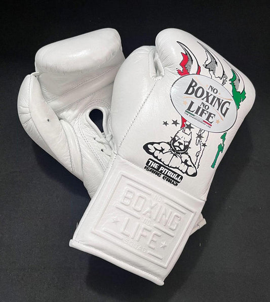 NO BOXING NO LIFE TRAINING GLOVES - White | 100% Pure Leather | Best Choice for Fighters