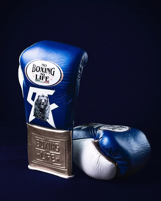 No Boxing No Life Glove - Online, NBNL Boxing Gloves, Leather Gloves Limited Edition Blue Silver