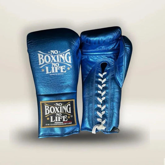 NO BOXING NO LIFE TRAINING GLOVES - Blue | 100% Pure Leather | Best Choice for Fighters