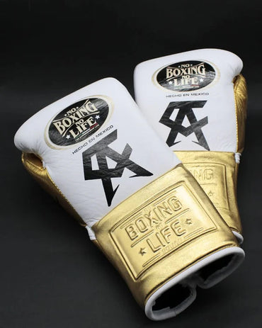 NO BOXING NO LIFE TRAINING GLOVES - White Golden | 100% Pure Leather | Best Choice for Fighters
