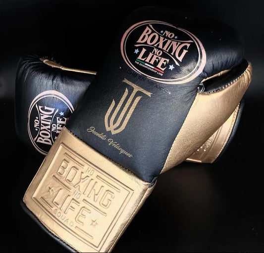 NO BOXING NO LIFE TRAINING GLOVES - Black Golden | 100% Pure Leather | Best Choice for Fighters