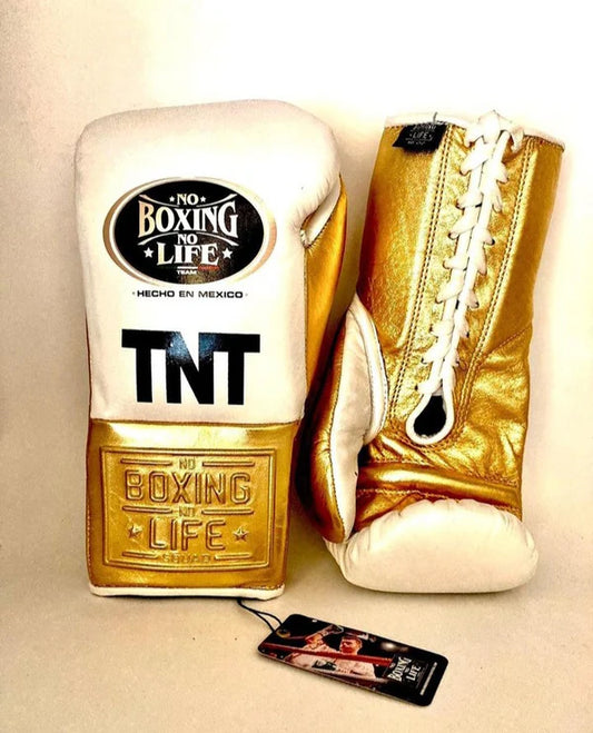 NO BOXING NO LIFE TRAINING GLOVES - White Golden | 100% Pure Leather | Best Choice for Fighters