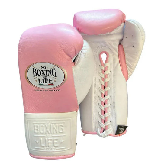 NO BOXING NO LIFE TRAINING GLOVES - Pink White | 100% Pure Leather | Best Choice for Fighters