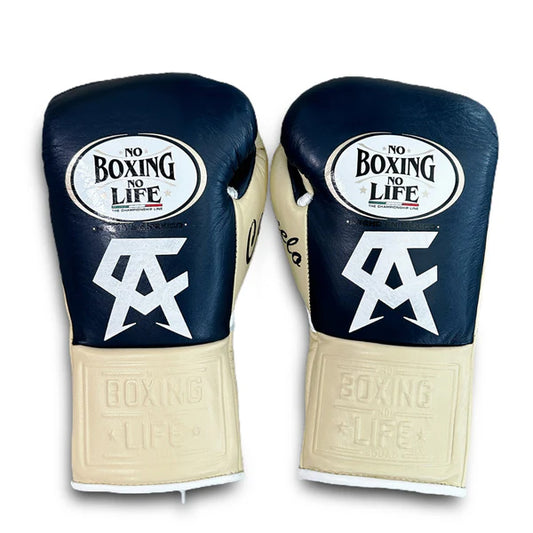 NO BOXING NO LIFE TRAINING GLOVES - Blue Cream | 100% Pure Leather | Best Choice for Fighters