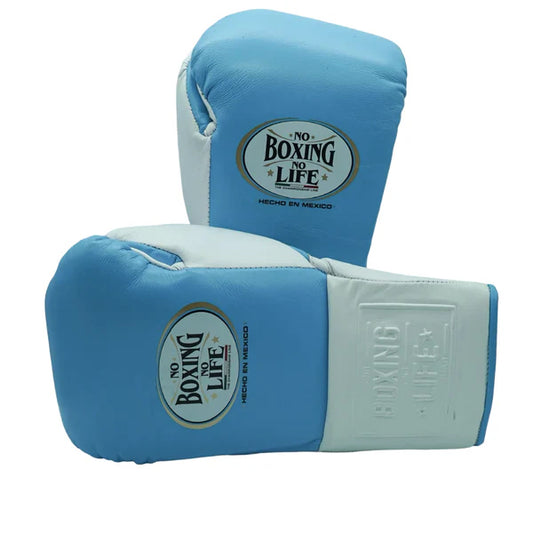 NO BOXING NO LIFE TRAINING GLOVES - Blue White | 100% Pure Leather | Best Choice for Fighters