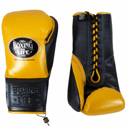 NO BOXING NO LIFE TRAINING GLOVES - Yellow Black | 100% Pure Leather | Best Choice for Fighters