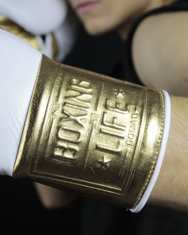 NO BOXING NO LIFE TRAINING GLOVES - White Golden | 100% Pure Leather | Best Choice for Fighters