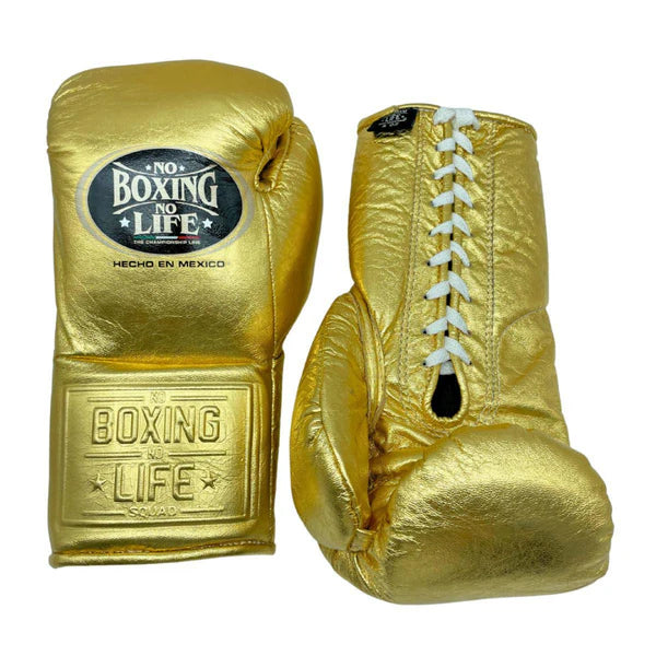 NO BOXING NO LIFE TRAINING GLOVES - Golden | 100% Pure Leather | Best Choice for Fighters