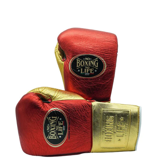 NO BOXING NO LIFE TRAINING GLOVES - Red Golden | 100% Pure Leather | Best Choice for Fighters