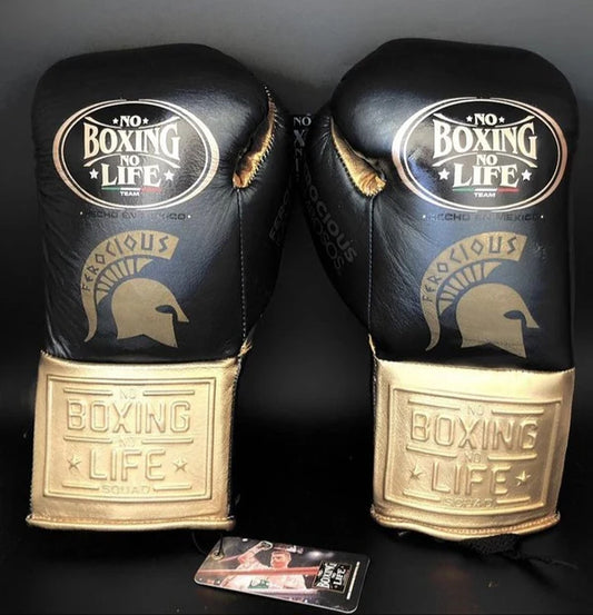 NO BOXING NO LIFE TRAINING GLOVES - Black Golden | 100% Pure Leather | Best Choice for Fighters