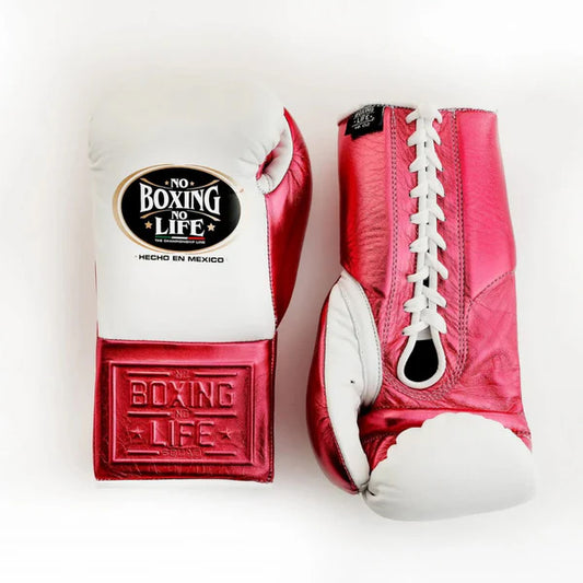 NO BOXING NO LIFE TRAINING GLOVES - White Red | 100% Pure Leather | Best Choice for Fighters