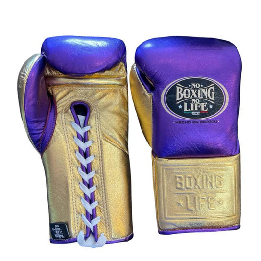 NO BOXING NO LIFE TRAINING GLOVES - Blue Golden | 100% Pure Leather | Best Choice for Fighters