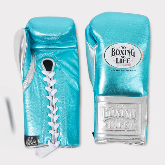 NO BOXING NO LIFE TRAINING GLOVES - Skyblue Silver | 100% Pure Leather | Best Choice for Fighters