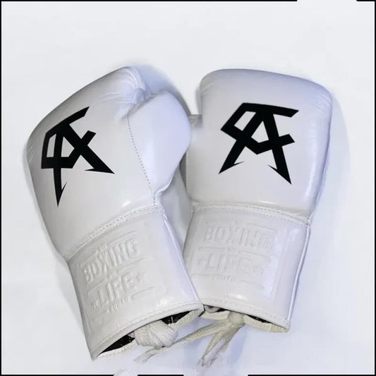 NO BOXING NO LIFE TRAINING GLOVES - White | 100% Pure Leather | Best Choice for Fighters
