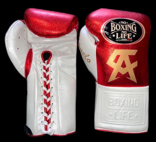 NO BOXING NO LIFE TRAINING GLOVES - Red White | 100% Pure Leather | Best Choice for Fighters