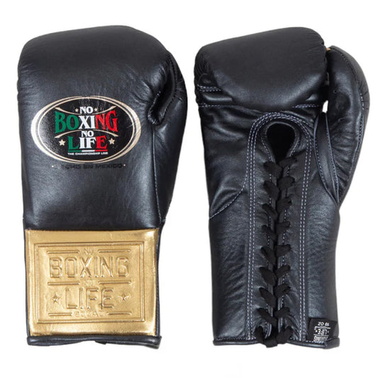 NO BOXING NO LIFE TRAINING GLOVES - Black Golden | 100% Pure Leather | Best Choice for Fighters