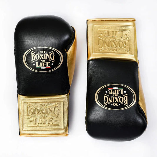 NO BOXING NO LIFE TRAINING GLOVES - Black Golden | 100% Pure Leather | Best Choice for Fighters