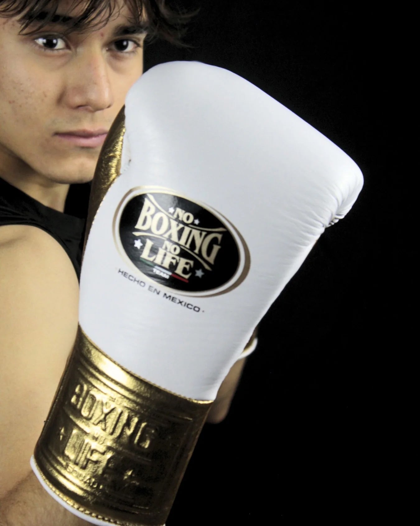 NO BOXING NO LIFE TRAINING GLOVES - White Golden | 100% Pure Leather | Best Choice for Fighters