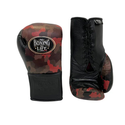 NO BOXING NO LIFE TRAINING GLOVES - Black Camo Pattern | 100% Pure Leather | Best Choice for Fighters