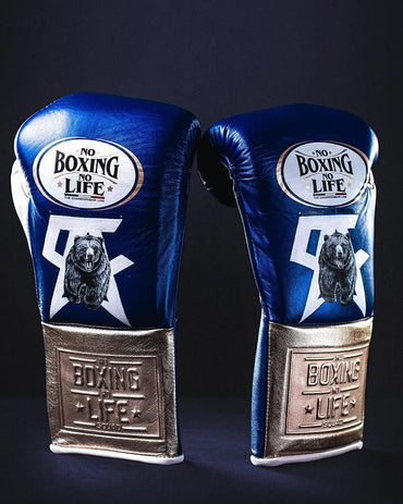 No Boxing No Life Glove - Online, NBNL Boxing Gloves, Leather Gloves Limited Edition Blue Silver