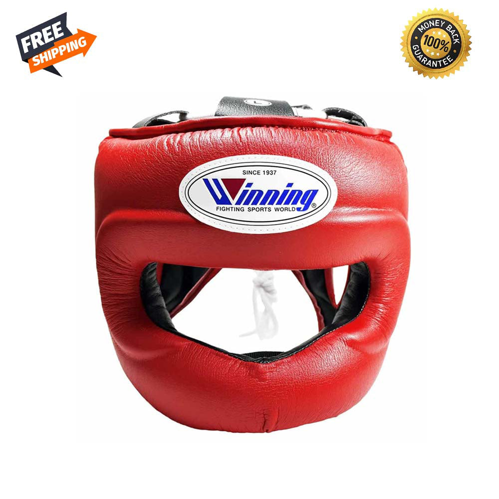 Winner Guard Winning Cowhide Leather Head Guard & Groin Guard - Premium Boxing Prot ...