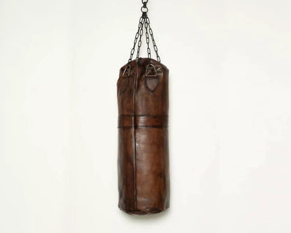 Brown Vintage Retro Unfilled Punching Bag Goat Leather boxing bag Boxing MMA