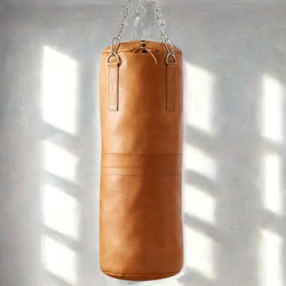 Ultimate Deluxe Tan Vintage Leather Punching Bag, Training Boxing Bag, MMA