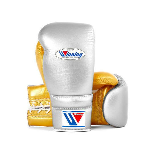 Winning Boxing Gloves – Silver Golden Lace-Up Winning Training Gloves – Perfect for All Boxers – Pro-Level Quality – Premium Quality at Low Prices
