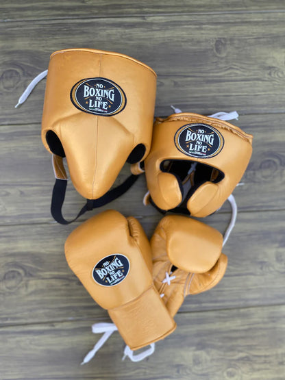 NO BOXING NO LIFE SET, NBNL Golden Boxing set, No Boxing No Life Gloves Head Guard & Groin Guard