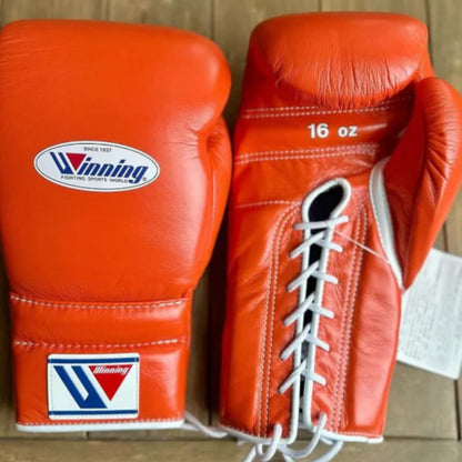 Winning Boxing Gloves –  Orange Lace Up Winning Training Gloves – Perfect for All Boxers – Pro-Level Quality – Premium Quality at Low Prices