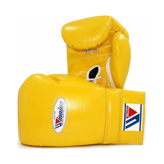 Winning Boxing Gloves MS-500 Lace-Up Type Yellow Genuine Cowhide Leather