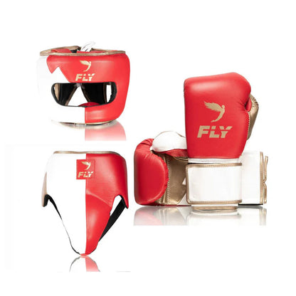 Professional Fly Boxing Set Red / White / Golden – High-End Boxing Gloves Training Kit | Premium Training & Sparring Gear Bundle