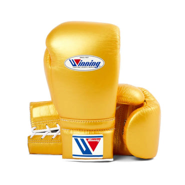 Winning Boxing Gloves MS-500 Lace-Up Type Golden Genuine Cowhide Leather