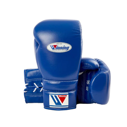 Winning Boxing Gloves MS-500 Lace-Up Type Blue Genuine Cowhide Leather