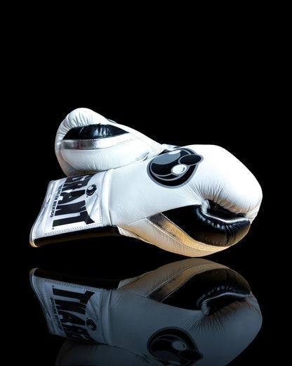 Grant Boxing Gloves | Professional Lace-up | Customizable - 14oz | Black/White/Silver