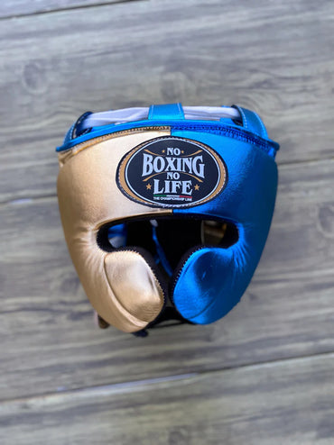 NO BOXING NO LIFE SET, NBNL Golden/Blue Boxing set, No Boxing No Life Gloves Head Guard & Groin Guard