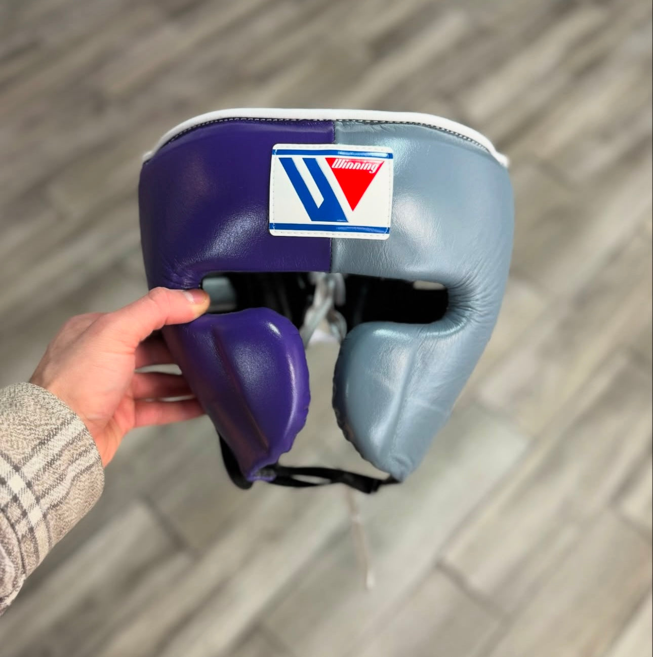 Winning Premium Professional Boxing Set Gloves Headgear Groin Guard for Sparring Training and Fitness | Purple/Black/Grey
