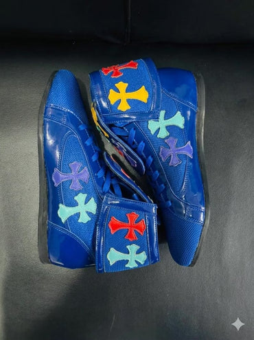Blue Chrome Heart Boxing Shoes Customized Shoes (Replica )(FULLY CUSTOMIZED)