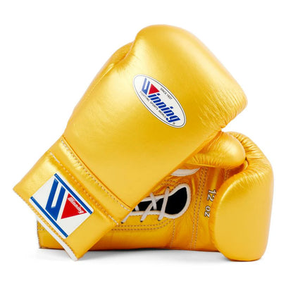 Winning Boxing Gloves MS-500 Lace-Up Type Golden Genuine Cowhide Leather