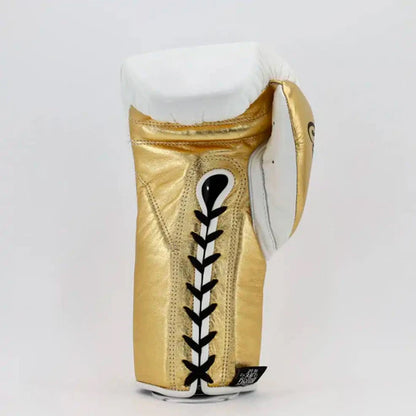 NO BOXING NO LIFE TRAINING GLOVES - White Golden | 100% Pure Leather | Best Choice for Fighters