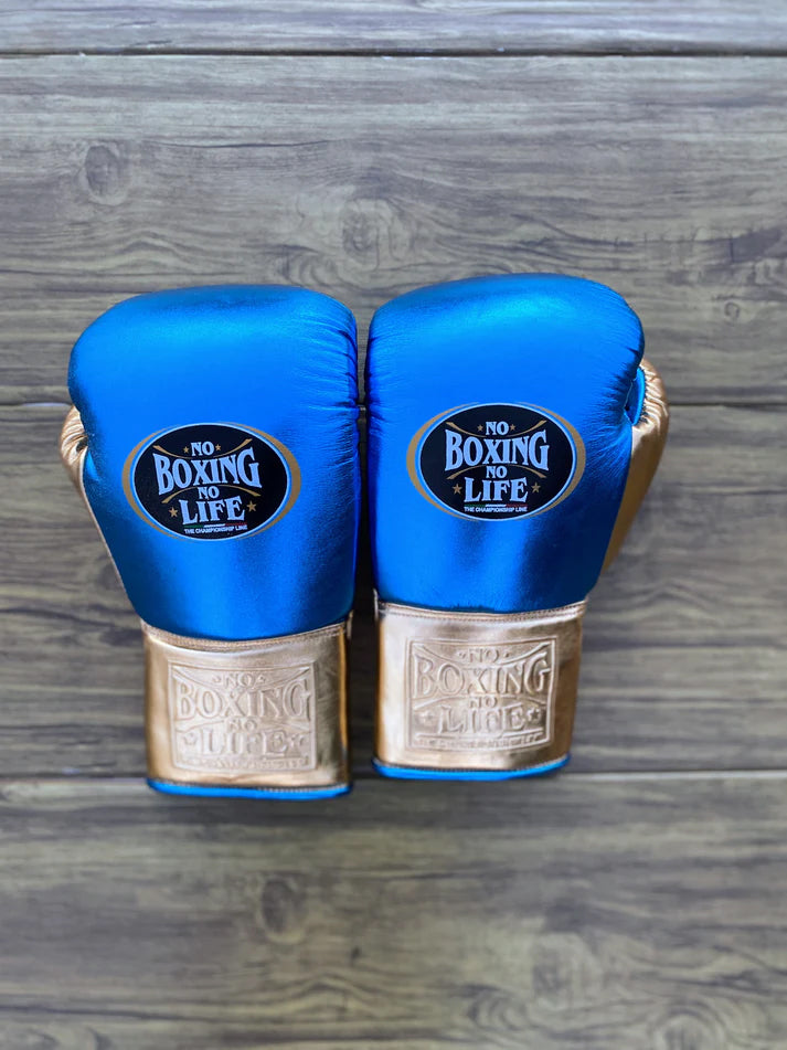 NO BOXING NO LIFE SET, NBNL Golden/Blue Boxing set, No Boxing No Life Gloves Head Guard & Groin Guard