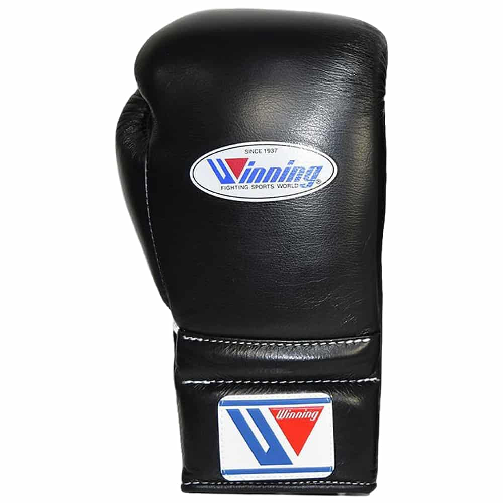 Winning Boxing Gloves MS-500 Lace-Up Type Black Genuine Cowhide Leather