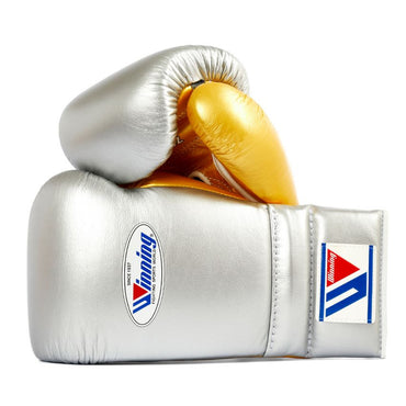 Winning Boxing Gloves – Silver Golden Lace-Up Winning Training Gloves – Perfect for All Boxers – Pro-Level Quality – Premium Quality at Low Prices