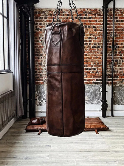 Brown Vintage Retro Unfilled Punching Bag Goat Leather boxing bag Boxing MMA