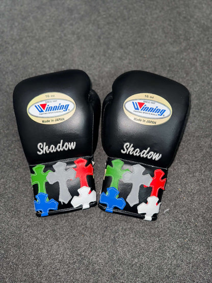 Winning Boxing Set Professional Training Gloves Headguard Groin Guard Premium Combat Sports Equipment | Black Chrome Hearts