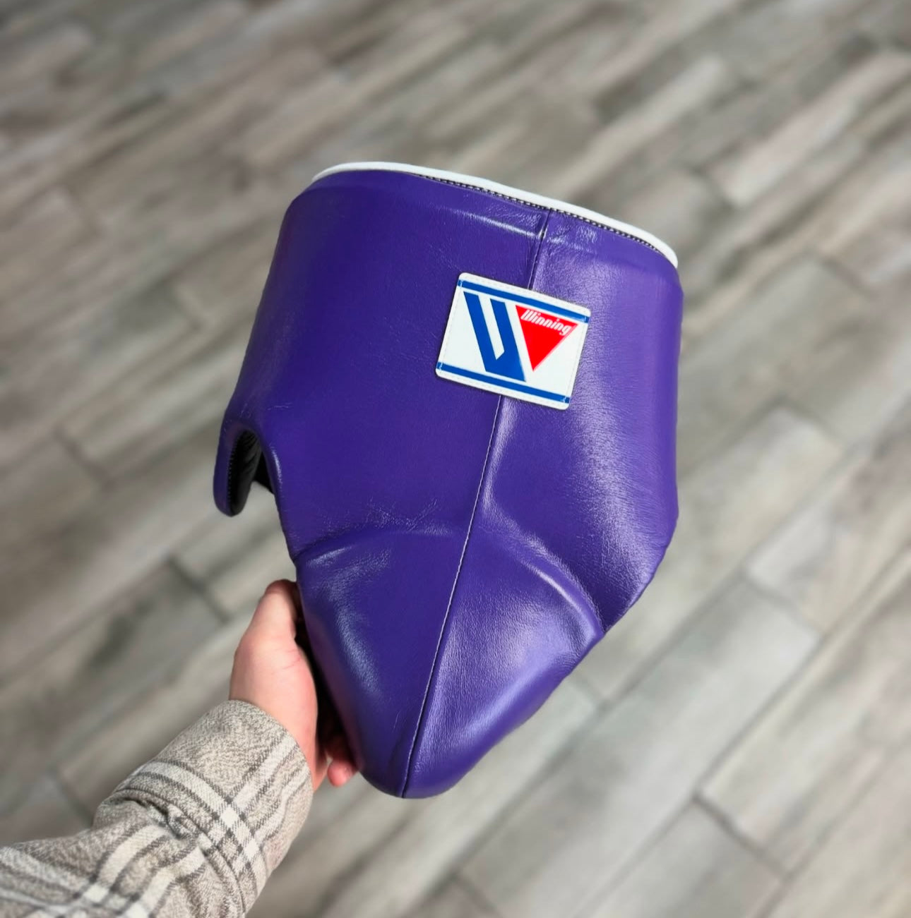 Winning Premium Professional Boxing Set Gloves Headgear Groin Guard for Sparring Training and Fitness | Purple/Black/Grey