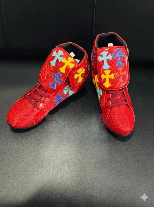 Red Chrome Heart Boxing Shoes Customized Shoes (Replica )(FULLY CUSTOMIZED)