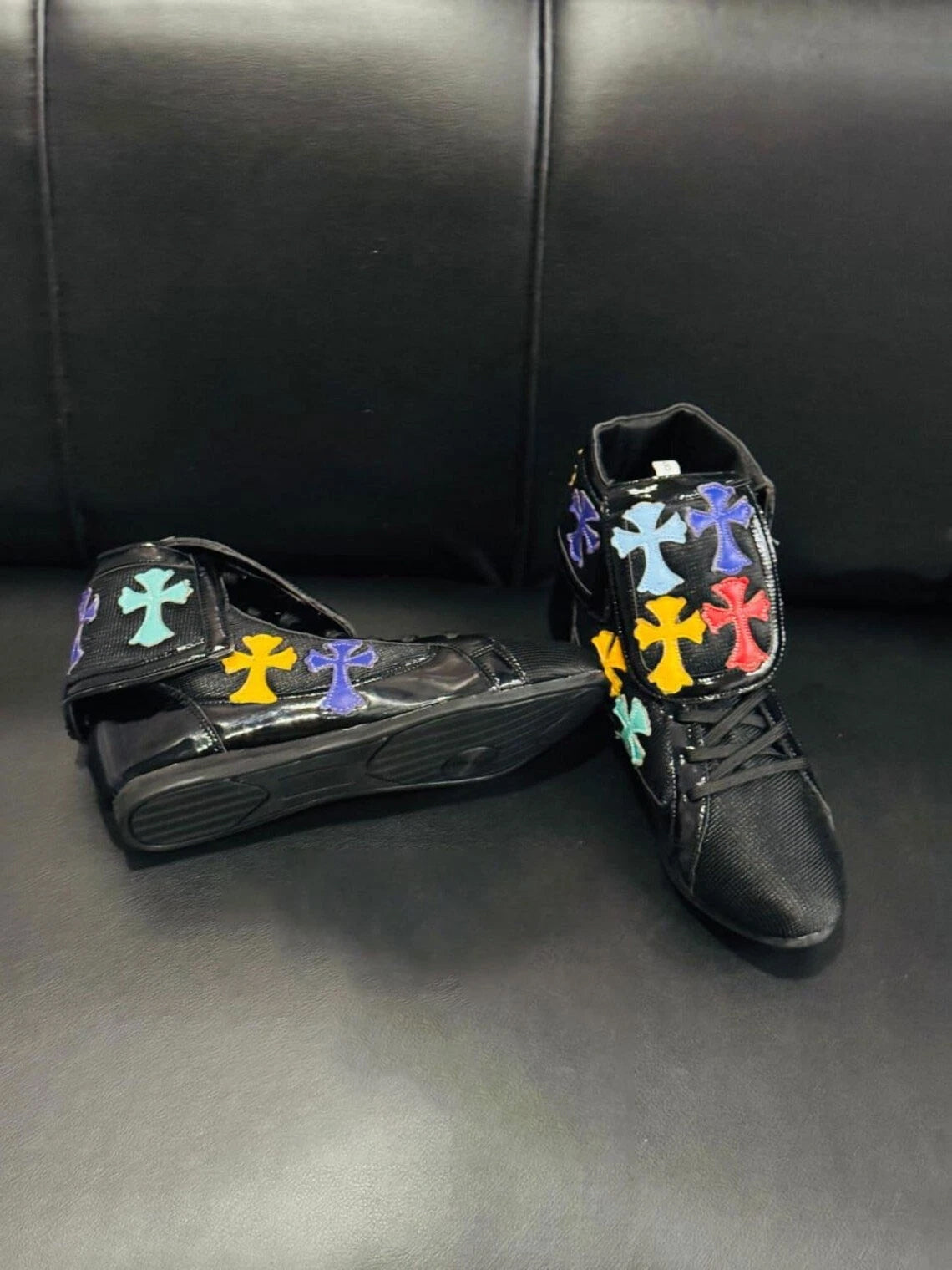 Black Chrome Heart Boxing Shoes Customized Shoes (Replica )(FULLY CUSTOMIZED)