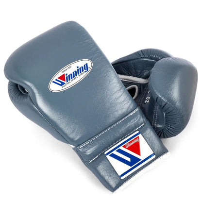 Winning Boxing Gloves MS-500 Lace-Up Type Grey Genuine Cowhide Leather