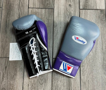 Winning Premium Professional Boxing Set Gloves Headgear Groin Guard for Sparring Training and Fitness | Purple/Black/Grey